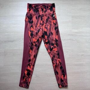 Adidas Women's S Burgundy Red Abstract Print High Rise Leggings Small